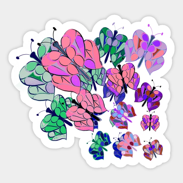 Butterflies in Flight Sticker by CATiltedArt